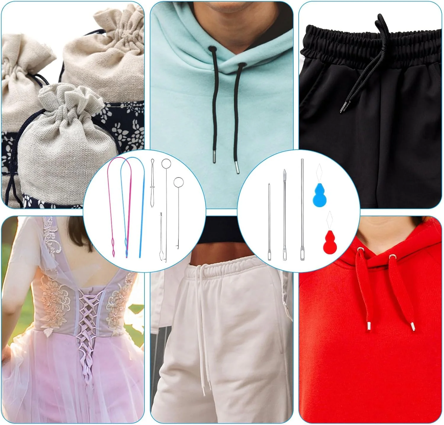 11pcs Sewing Loop Kit, Flexible Drawstring Threader Tool Loop Turner Hook Needle Threaders Metal Tweezers Drawstring Puller Tool for Fabric Clothes Jackets Coats Hoodies Sweatpants 11pcs Sewing Loop Kit, Flexible Drawstring Threader Tool Loop Turner Hook Needle Threaders Metal Tweezers Drawstring Puller Tool for Fabric Clothes Jackets Coats Hoodies Sweatpants