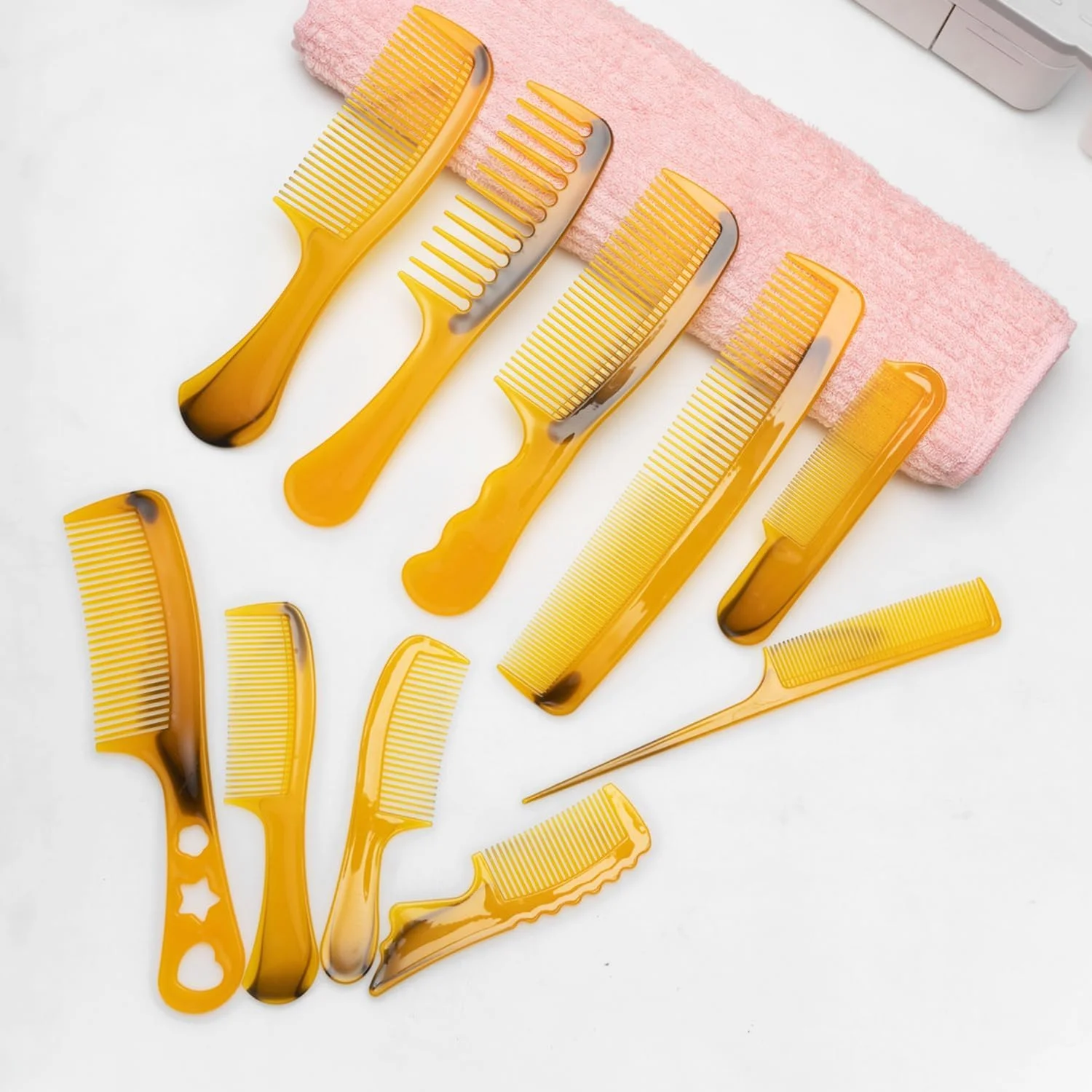 مجموعه 10 عددی شانه مو 8.5 اینچی، شامل شانه دندانه پهن و شانه دندانه ریز، مناسب برای حالت دادن به موهای ضخیم و نازک، برای زنان و مردان و انواع مو مجموعه 10 عددی شانه مو 8.5 اینچی، شامل شانه دندانه پهن و شانه دندانه ریز، مناسب برای حالت دادن به موهای ضخیم و نازک، برای زنان و مردان و انواع مو