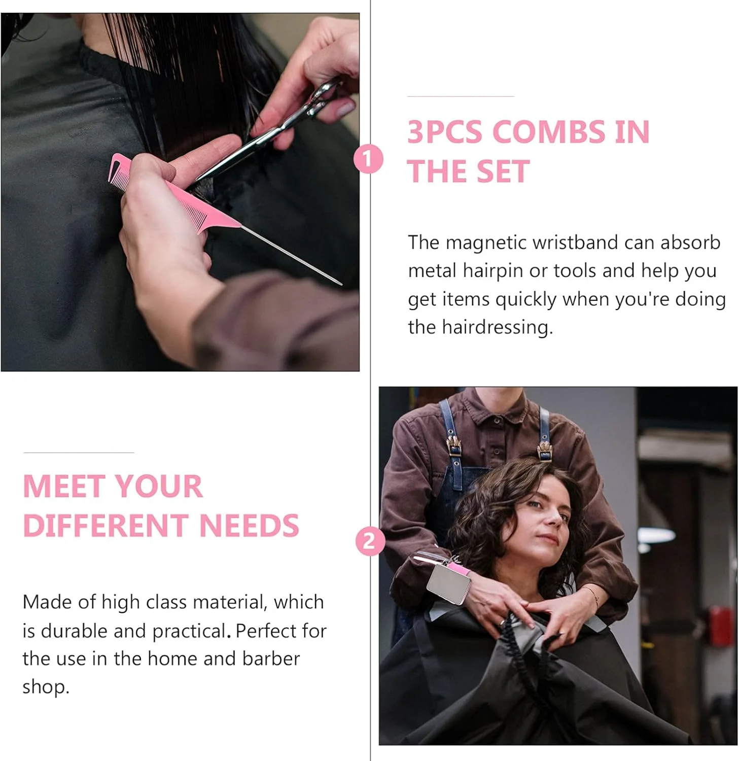 یک ست شانه دم موشی، مچ بند مغناطیسی سوزن ته گرد خیاطی، شانه آرایشگری، شانه های حالت دهنده مو، لوازم جانبی برای ابزار برش موی سالن، صورتی یک ست شانه دم موشی، مچ بند مغناطیسی سوزن ته گرد خیاطی، شانه آرایشگری، شانه های حالت دهنده مو، لوازم جانبی برای ابزار برش موی سالن، صورتی