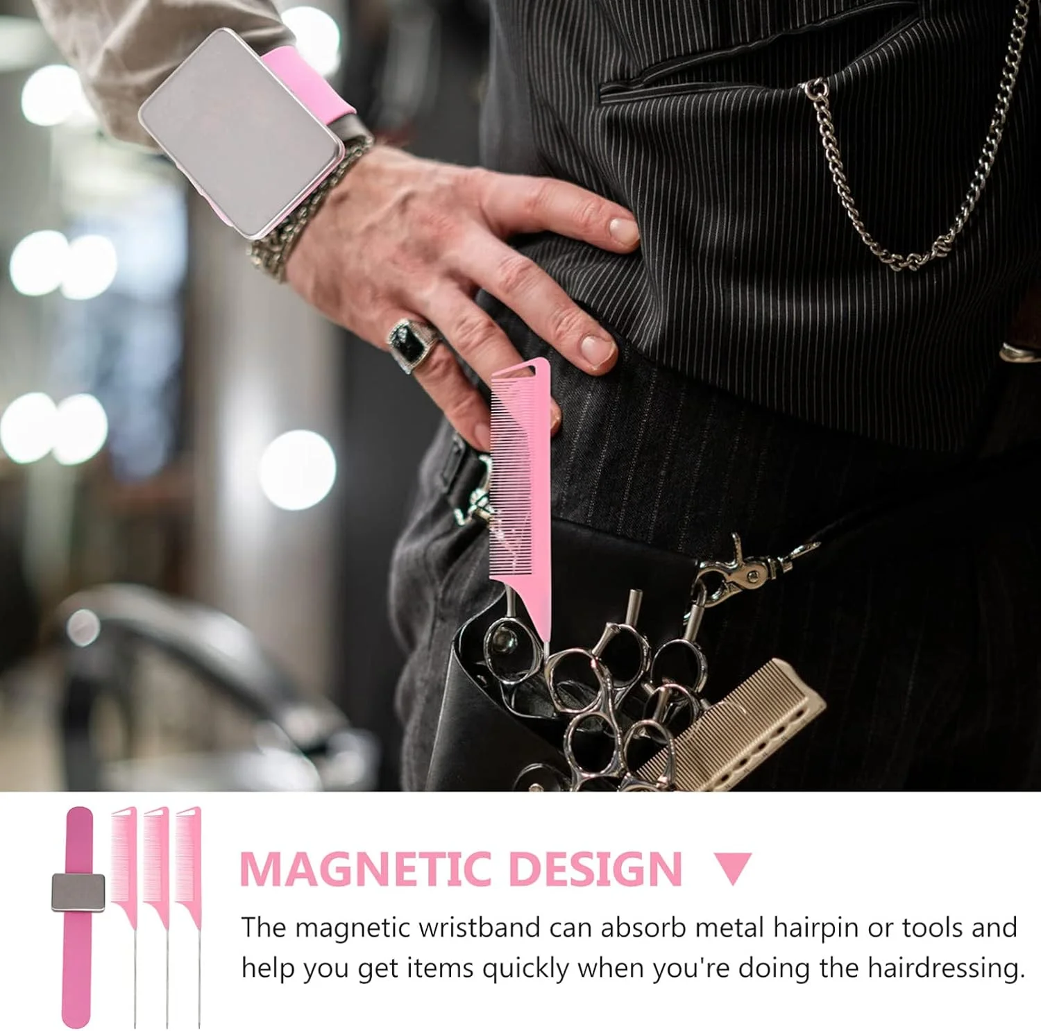 یک ست شانه دم موشی، مچ بند مغناطیسی سوزن ته گرد خیاطی، شانه آرایشگری، شانه های حالت دهنده مو، لوازم جانبی برای ابزار برش موی سالن، صورتی یک ست شانه دم موشی، مچ بند مغناطیسی سوزن ته گرد خیاطی، شانه آرایشگری، شانه های حالت دهنده مو، لوازم جانبی برای ابزار برش موی سالن، صورتی