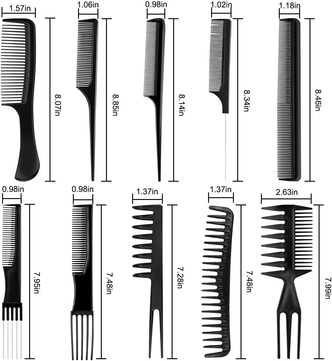 مجموعه 10 عددی شانه مو شامل شانه دندانه پهن، شانه ضد الکتریسیته ساکن آرایشگری، شانه حالت دهنده مو ظریف، شانه حرفه ای آرایشگری، شانه های باز کننده گره مو، شانه دم موشی برای موهای بلند، خیس، ضخیم، فر، مناسب آقایان، بانوان، سالن و منزل مجموعه 10 عددی شانه مو شامل شانه دندانه پهن، شانه ضد الکتریسیته ساکن آرایشگری، شانه حالت دهنده مو ظریف، شانه حرفه ای آرایشگری، شانه های باز کننده گره مو، شانه دم موشی برای موهای بلند، خیس، ضخیم، فر، مناسب آقایان، بانوان، سالن و منزل