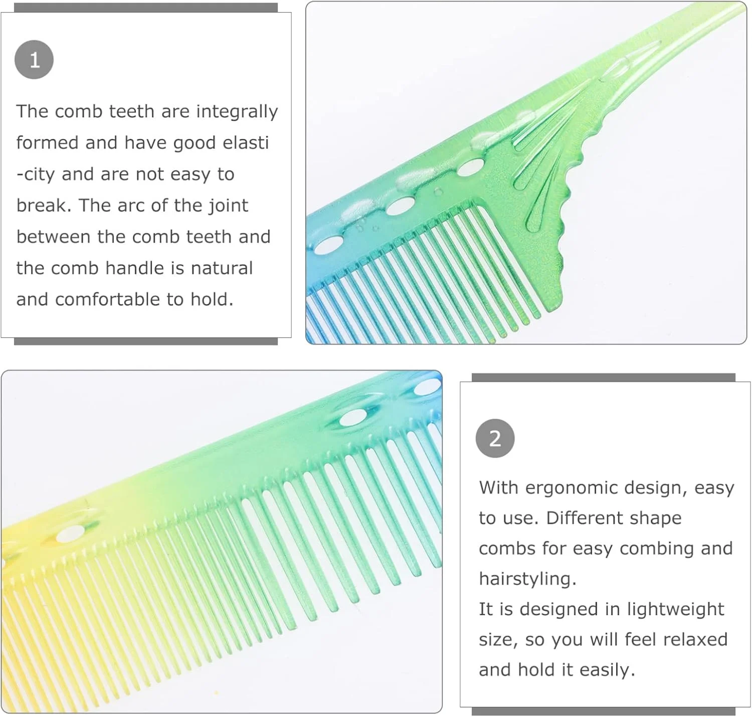 یک ست شانه آرایشگری سالن شامل شانه دم موشی، شانه دندانه ریز، شانه برش و شانه حالت دهی برای آقایان و بانوان یک ست شانه آرایشگری سالن شامل شانه دم موشی، شانه دندانه ریز، شانه برش و شانه حالت دهی برای آقایان و بانوان