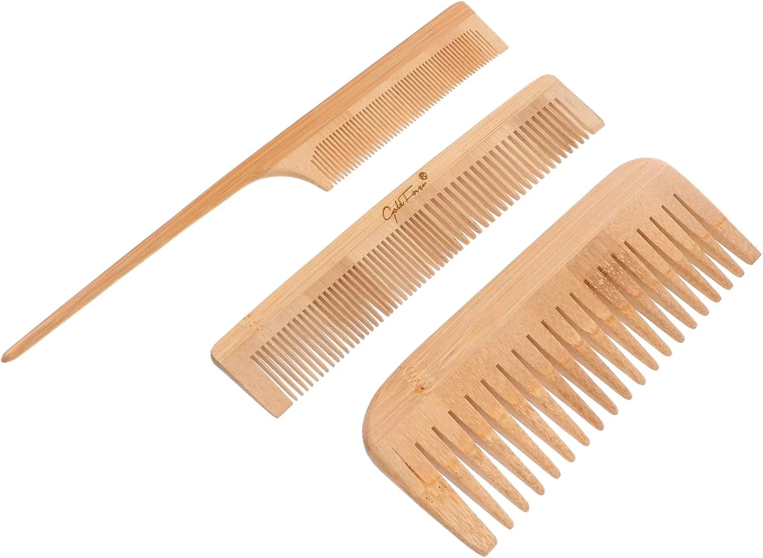 ست 3 عددی شانه بامبو آرایشگری شامل شانه دندانه ریز و درشت، شانه دم موشی، برس های باز کننده گره مو مناسب برای زنان و مردان ست 3 عددی شانه بامبو آرایشگری شامل شانه دندانه ریز و درشت، شانه دم موشی، برس های باز کننده گره مو مناسب برای زنان و مردان