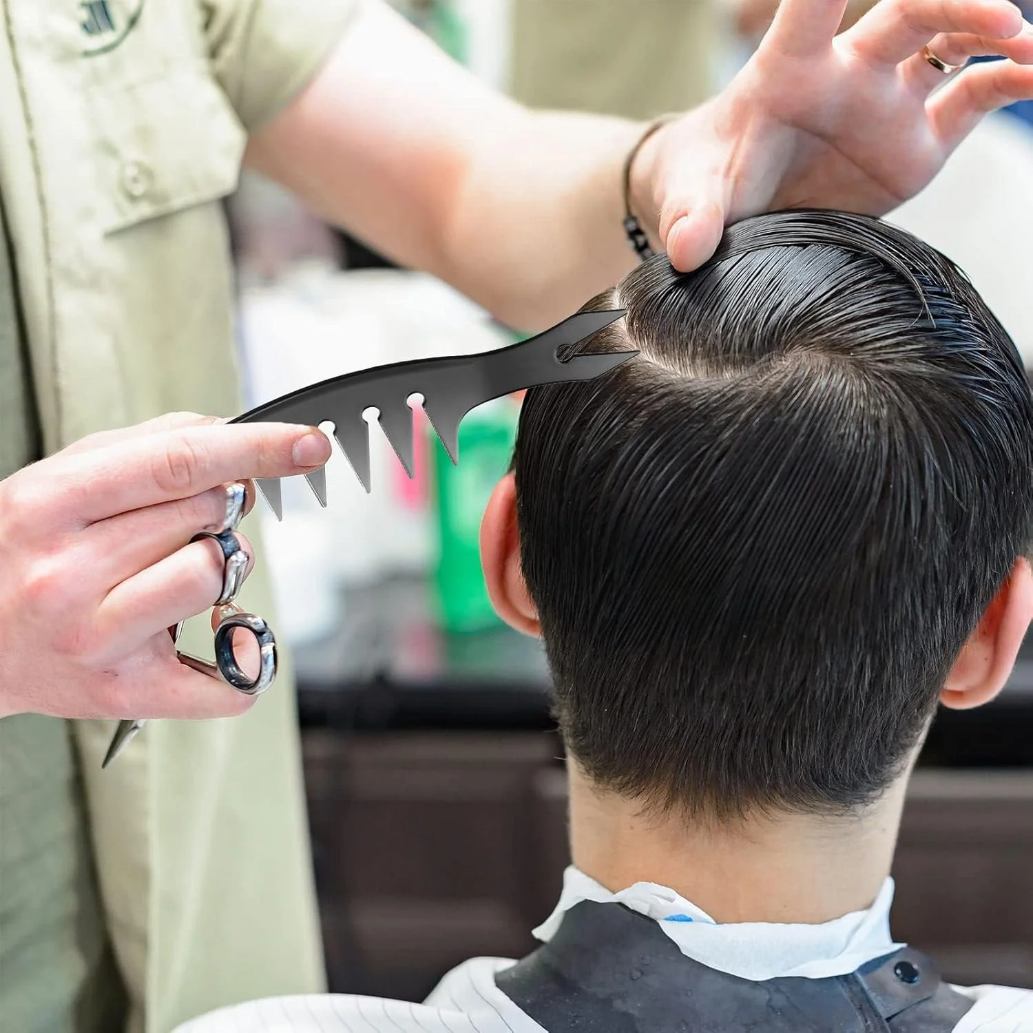 ست شانه مو 4 عددی، شانه های دم باریک دو طرفه با دندانه های پهن و دسته جداکننده، مناسب برای آرایشگران مردانه و زنانه، مشکی، 4 مدل ست شانه مو 4 عددی، شانه های دم باریک دو طرفه با دندانه های پهن و دسته جداکننده، مناسب برای آرایشگران مردانه و زنانه، مشکی، 4 مدل