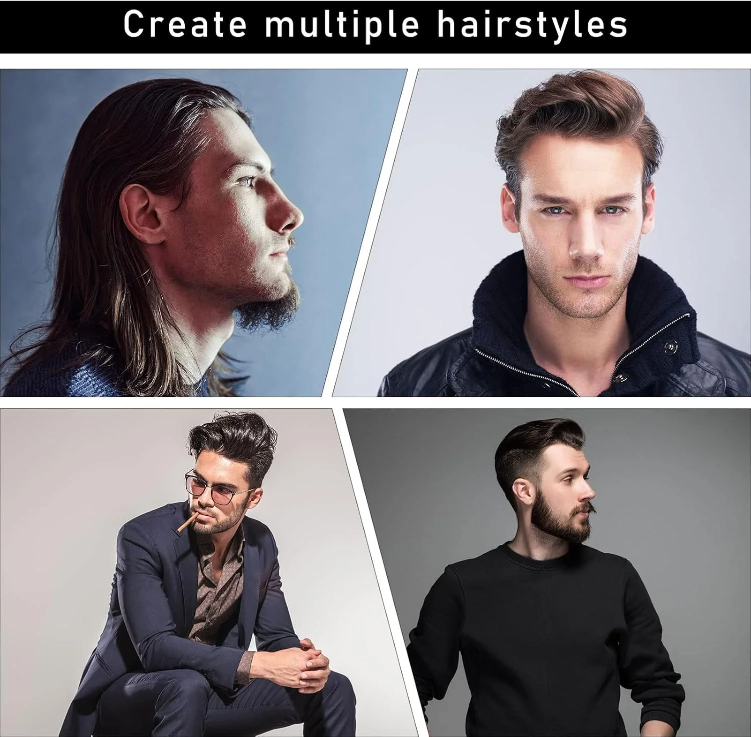 ست شانه مو 4 عددی، شانه های دم باریک دو طرفه با دندانه های پهن و دسته جداکننده، مناسب برای آرایشگران مردانه و زنانه، مشکی، 4 مدل ست شانه مو 4 عددی، شانه های دم باریک دو طرفه با دندانه های پهن و دسته جداکننده، مناسب برای آرایشگران مردانه و زنانه، مشکی، 4 مدل