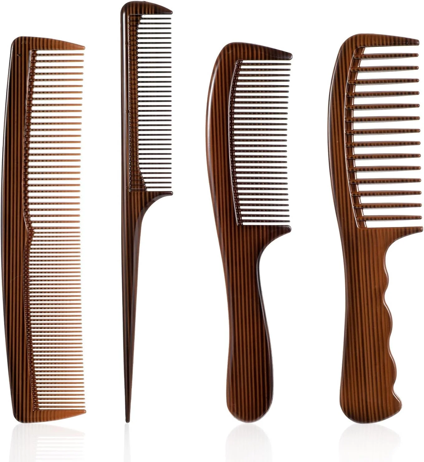 ست شانه 4 تکه شامل شانه چوبی، شانه دم موشی، شانه دم باریک، شانه های آرایشگری دندانه ریز دم موشی برای زنان و مردان، ست شانه های حرفه ای مو ست شانه 4 تکه شامل شانه چوبی، شانه دم موشی، شانه دم باریک، شانه های آرایشگری دندانه ریز دم موشی برای زنان و مردان، ست شانه های حرفه ای مو