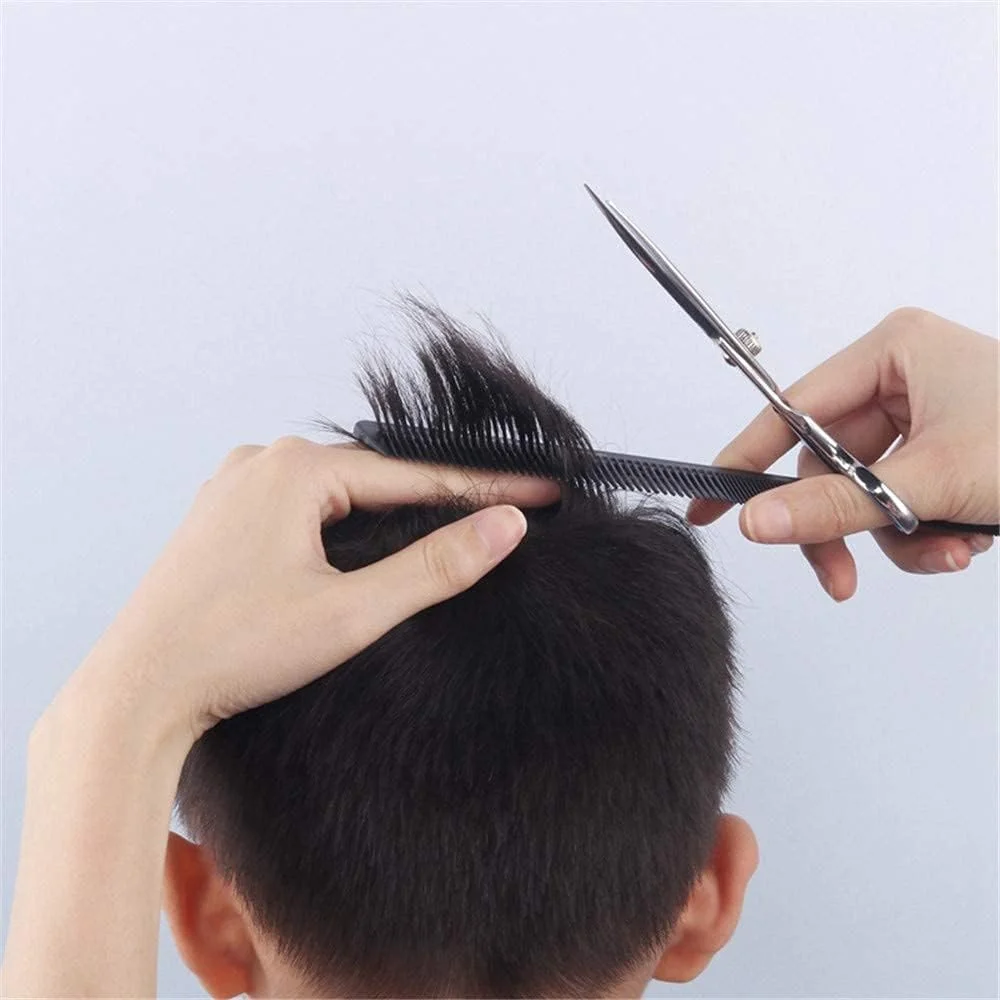 شانه حالت دهنده مو 6 عددی، شانه برش فیبر کربن مشکی آرایشگری، شانه دم موشی، شانه های دندانه ریز آرایشگری، ابزار سالن