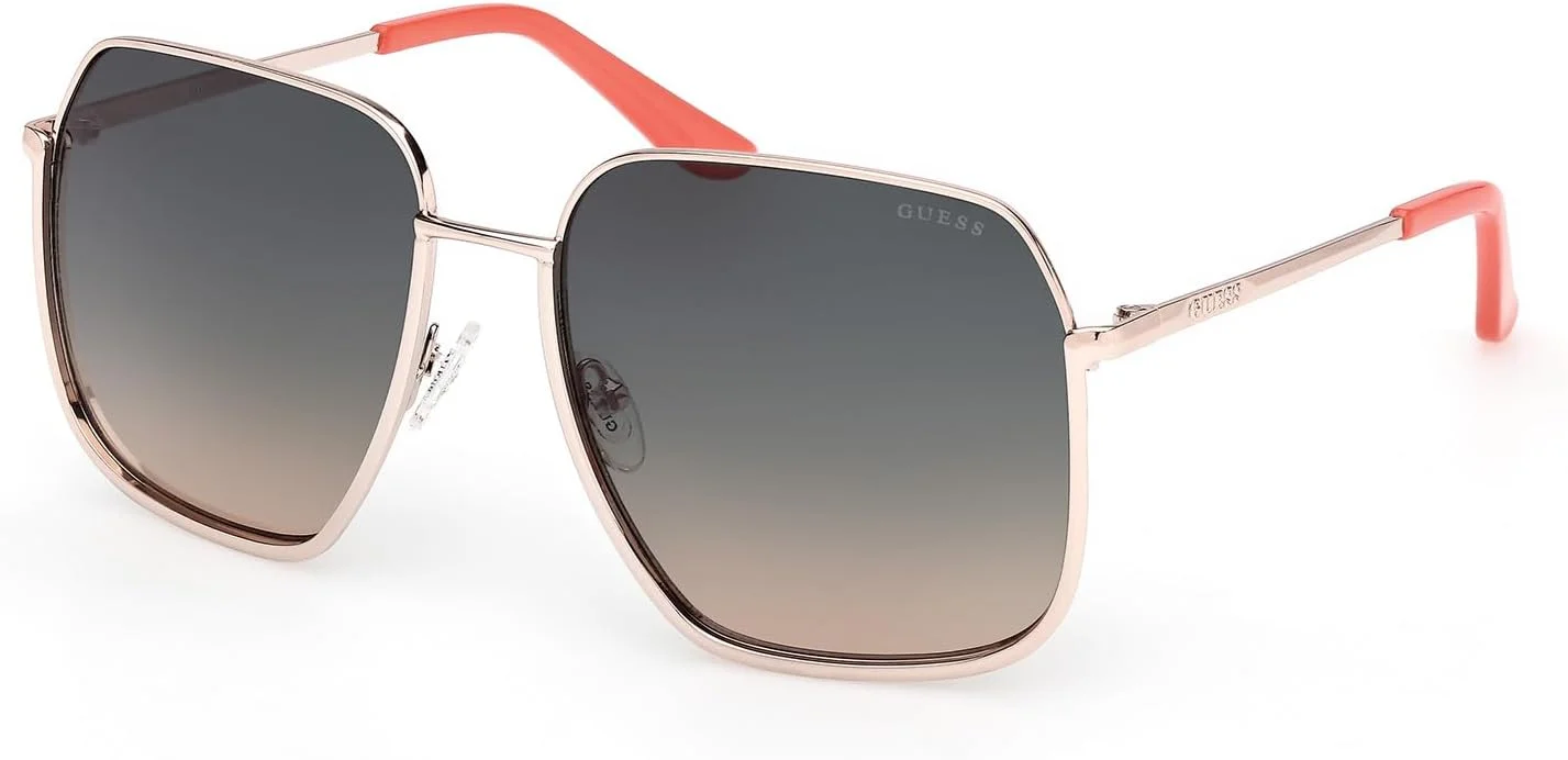 عینک آفتابی زنانه GUESS مدل NORMAL SQUARE با فریم طلایی و لبه کامل، سایز 59