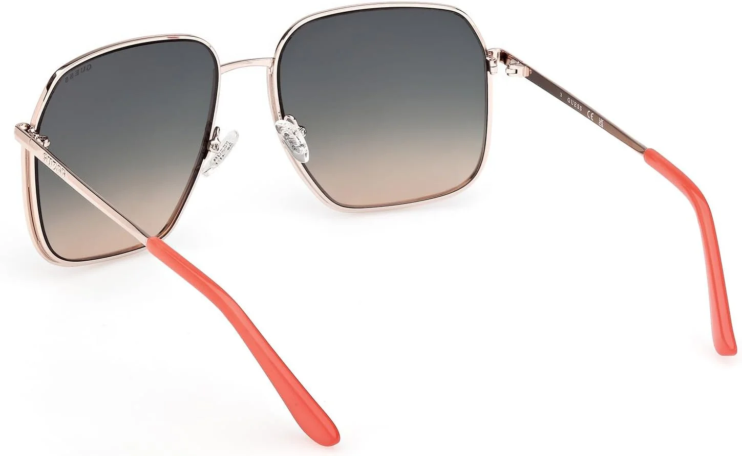 عینک آفتابی زنانه GUESS مدل NORMAL SQUARE با فریم طلایی و لبه کامل، سایز 59