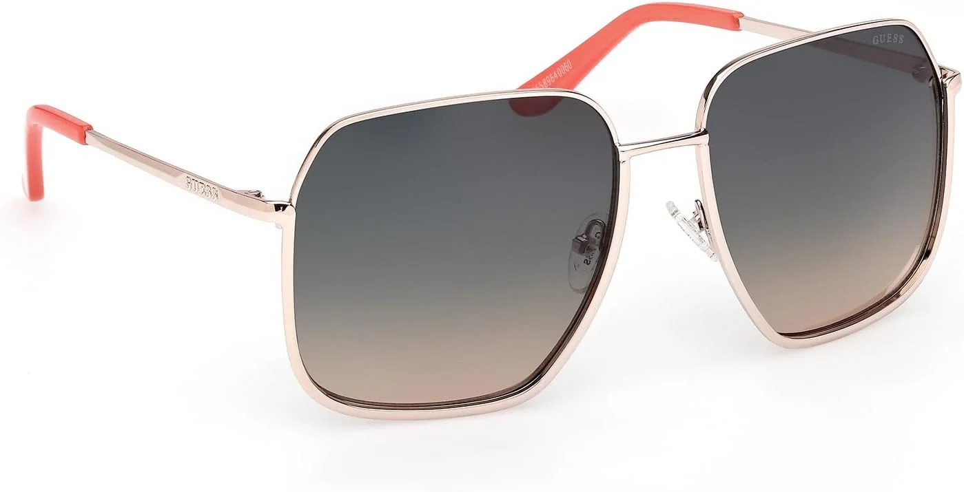 عینک آفتابی زنانه GUESS مدل NORMAL SQUARE با فریم طلایی و لبه کامل، سایز 59