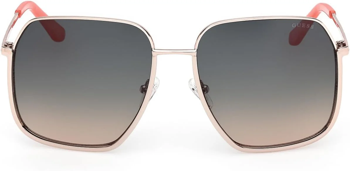 عینک آفتابی زنانه GUESS مدل NORMAL SQUARE با فریم طلایی و لبه کامل، سایز 59