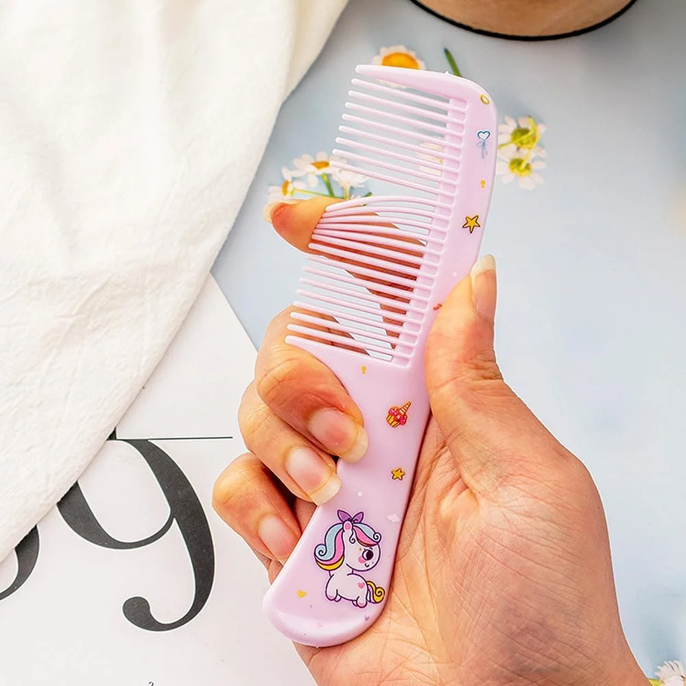 ست برس مو کودک Bmeigo شامل 4 عدد برس و شانه مو برای دختران و پسران - شانه موی کودک با دندانه های پهن، برس حالت دهنده موی دم موشی، کیت شانه کودک برای موهای فر، صاف و بلند، بنفش + زرد