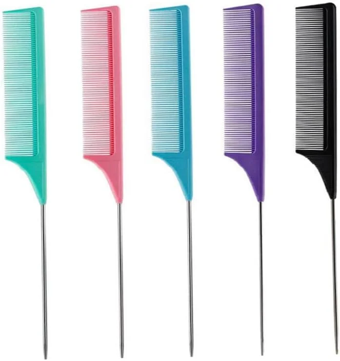 شانه مو، شانه دم باریک حرفه ای مد روز، شانه دم موشی کربنی، شانه های لیفتینگ دم موشی، آبی