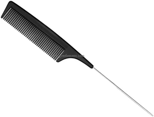 شانه دم فلزی حرفه ای آنتی استاتیک Gentlemenx، مقاوم در برابر حرارت، مناسب آرایشگاه و سالن، شانه دم موشی با پد ضد لغزش، دندانه ریز، مشکی