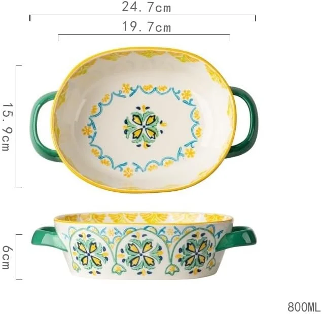 ظروف فر لازانیا با ظرفیت 800 میلی لیتر برای پخت، کیک، آشپزخانه، مایکروویو، ظروف سرامیکی ایمن برای شستشو در ماشین ظرفشویی، لوازم پخت با دستگیره ظرف پخت ظروف فر لازانیا با ظرفیت 800 میلی لیتر برای پخت، کیک، آشپزخانه، مایکروویو، ظروف سرامیکی ایمن برای شستشو در ماشین ظرفشویی، لوازم پخت با دستگیره ظرف پخت