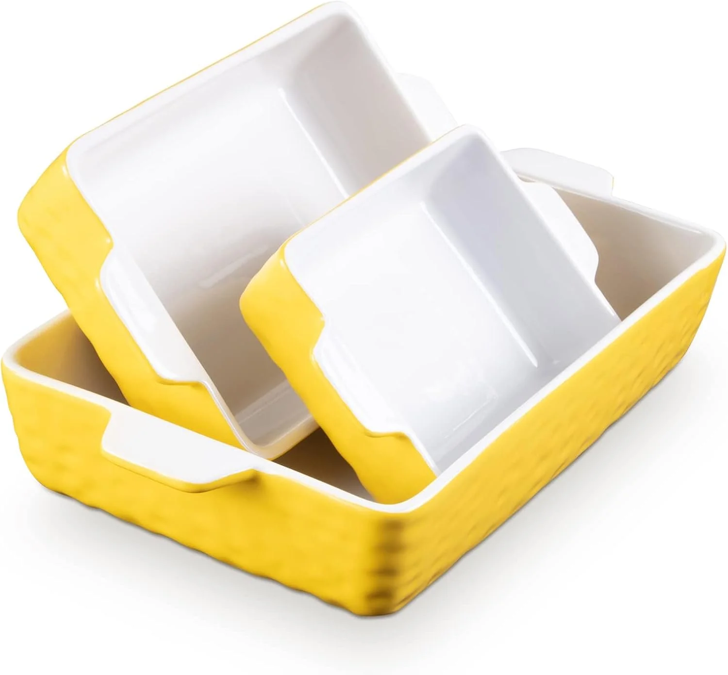 ست ظروف پخت سرامیکی 3 تکه - ظروف مستطیلی فر تا میز با دسته (6.5 اینچ، 8.7 اینچ، 11.7 اینچ) برای لازانیا، کیک ست ظروف پخت سرامیکی 3 تکه - ظروف مستطیلی فر تا میز با دسته (6.5 اینچ، 8.7 اینچ، 11.7 اینچ) برای لازانیا، کیک