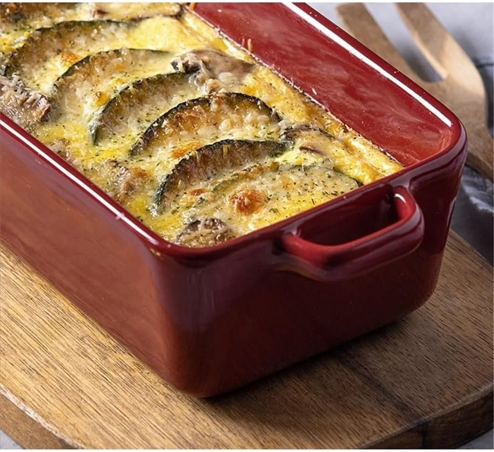 ظرف پخت دو گوش آشپزخانه، ظرفیت 1320 میلی لیتر، مقاوم در برابر حرارت، مناسب برای استفاده در فر مایکروویو خانگی، ظرف برنج پخته شده