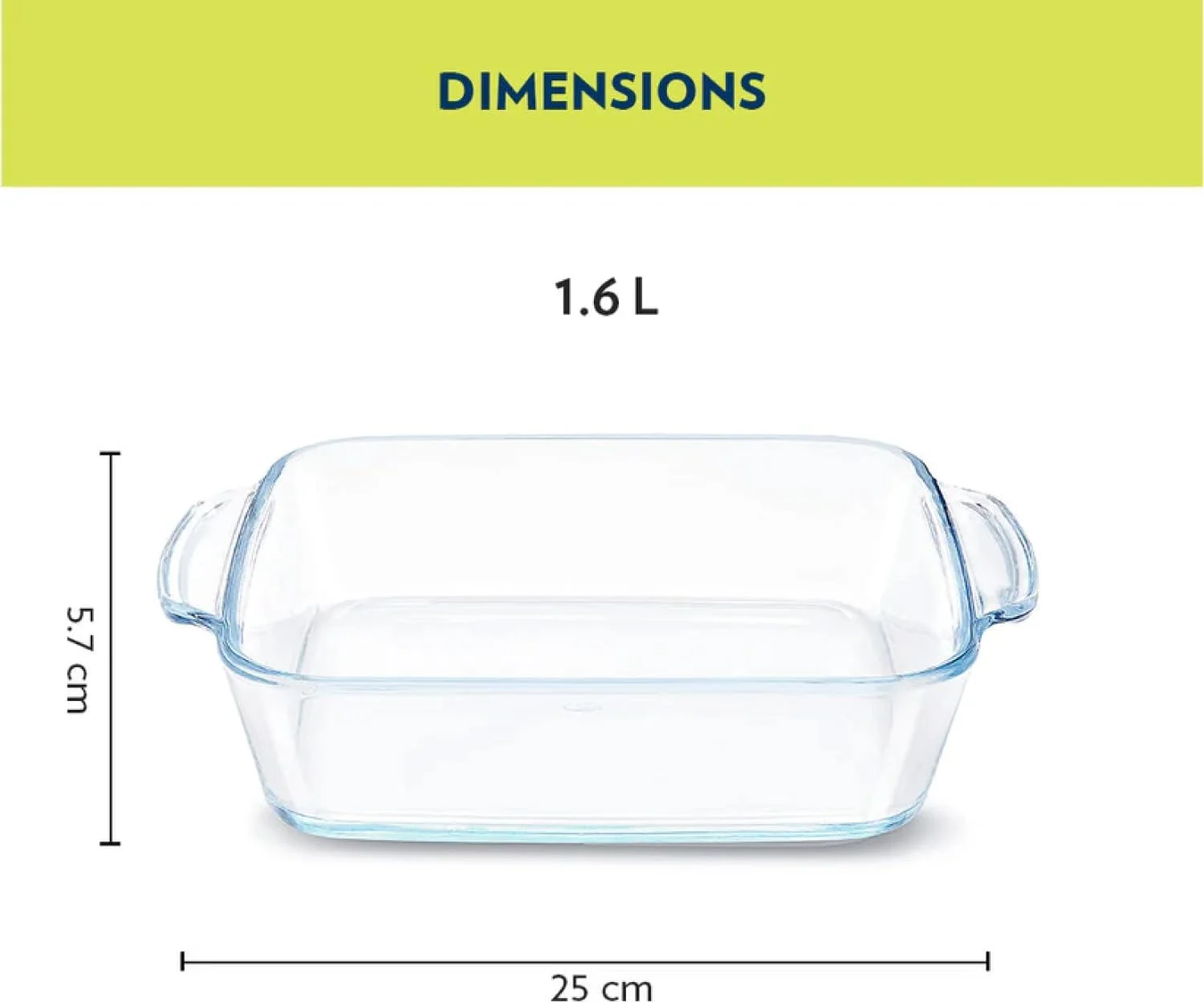 ظرف مربع بوروسیل با دسته بدون درب 1.6 لیتری | ظرف پیرکس بزرگ بوروسیلیکاتی مناسب فر، ظرف خورشت، ظرف برشته کردن، ظروف سرو آشپزخانه مقاوم در برابر حرارت و ظرف پخت خانوادگی، DSHEX0048