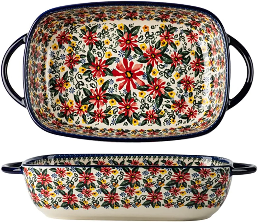 ظرف سوفله خوری سرامیکی بیکوزات طرح گل بابونه قرمز، سبک وینتیج، مناسب فر/پخت و پز/آشپزخانه - یک عدد، 1774 میلی لیتر ظرف سوفله خوری سرامیکی بیکوزات طرح گل بابونه قرمز، سبک وینتیج، مناسب فر/پخت و پز/آشپزخانه - یک عدد، 1774 میلی لیتر