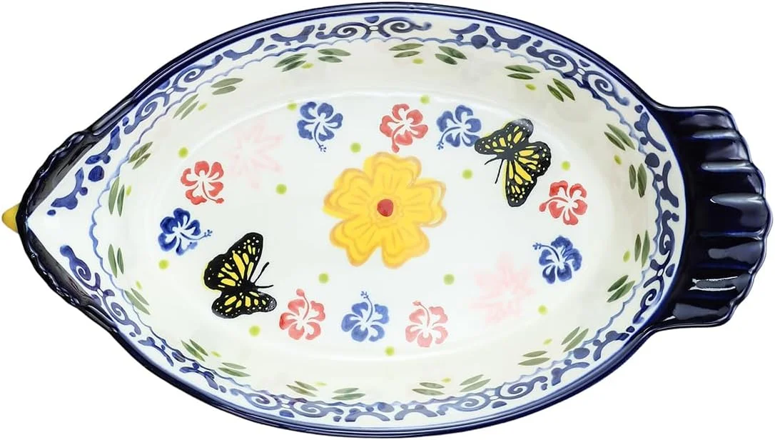 ظرف پای طرح پروانه و گل وینتیج بیکوزات، ظرف سرامیکی مرغی شکل برای پخت و پز، ظرف پخت لازانیا، کاسه سوپ، مناسب فر و سرو - آبی - 25 اونس ظرف پای طرح پروانه و گل وینتیج بیکوزات، ظرف سرامیکی مرغی شکل برای پخت و پز، ظرف پخت لازانیا، کاسه سوپ، مناسب فر و سرو - آبی - 25 اونس