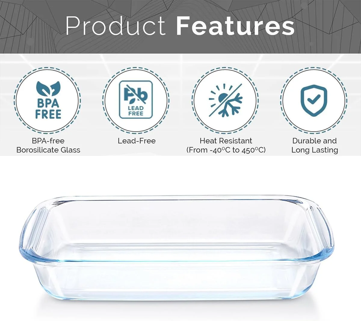 ظرف پیرکس مستطیلی 2.2 لیتری بلک استون - ظروف پخت و پز بوروسیلیکات ممتاز، مناسب برای فر، مایکروویو و ماشین ظرفشویی، ایده آل برای پخت، برشته کردن و سرو غذا مدل HSAP25 ظرف پیرکس مستطیلی 2.2 لیتری بلک استون - ظروف پخت و پز بوروسیلیکات ممتاز، مناسب برای فر، مایکروویو و ماشین ظرفشویی، ایده آل برای پخت، برشته کردن و سرو غذا مدل HSAP25