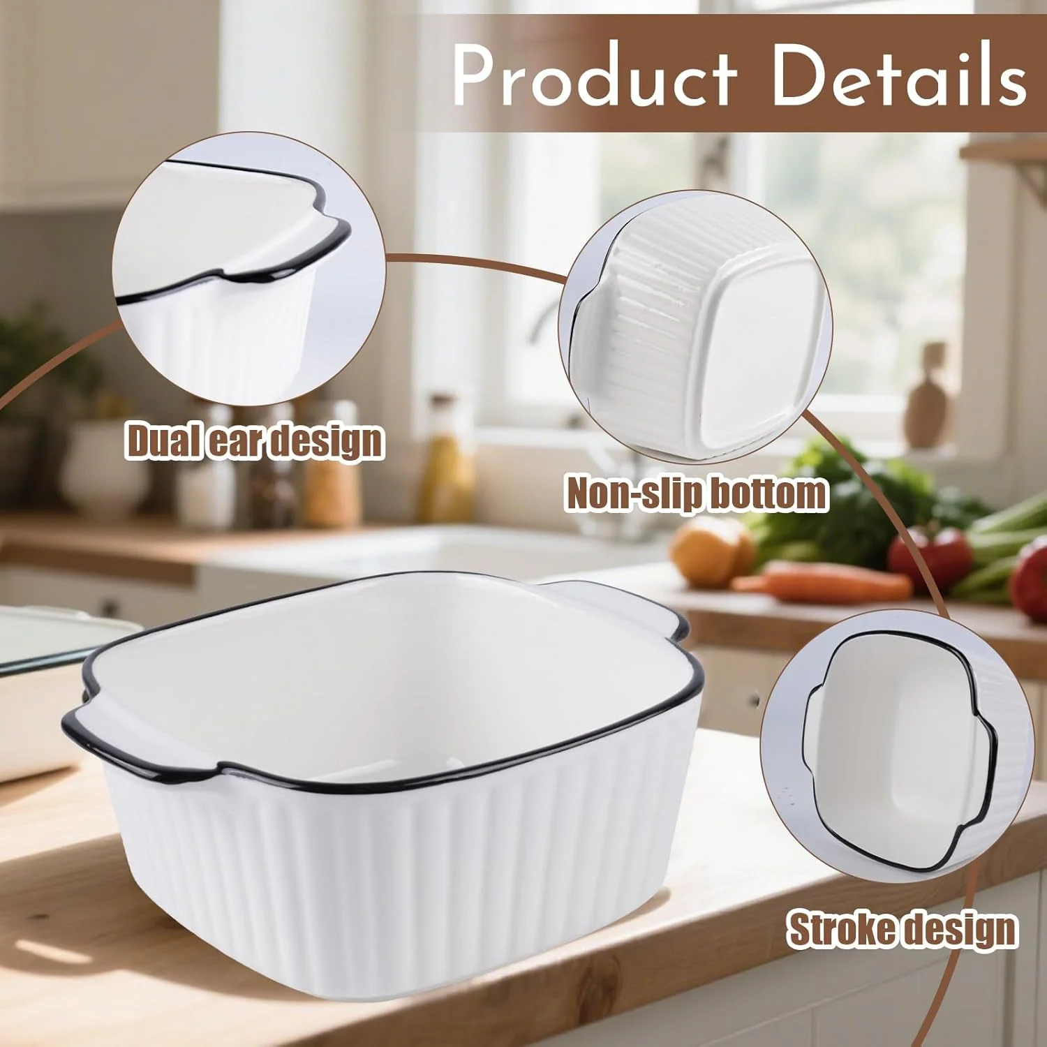 ظروف پخت کوچک 5.7 اینچی، ظروف سرامیکی مربعی 384 میلی لیتری با دسته برای لازانیا، کاسرول، تاپاس، پای تکی، سرخ کن بادی، ظرف پای، قابل استفاده در فر و مایکروویو، ست 4 عددی ظروف پخت کوچک 5.7 اینچی، ظروف سرامیکی مربعی 384 میلی لیتری با دسته برای لازانیا، کاسرول، تاپاس، پای تکی، سرخ کن بادی، ظرف پای، قابل استفاده در فر و مایکروویو، ست 4 عددی