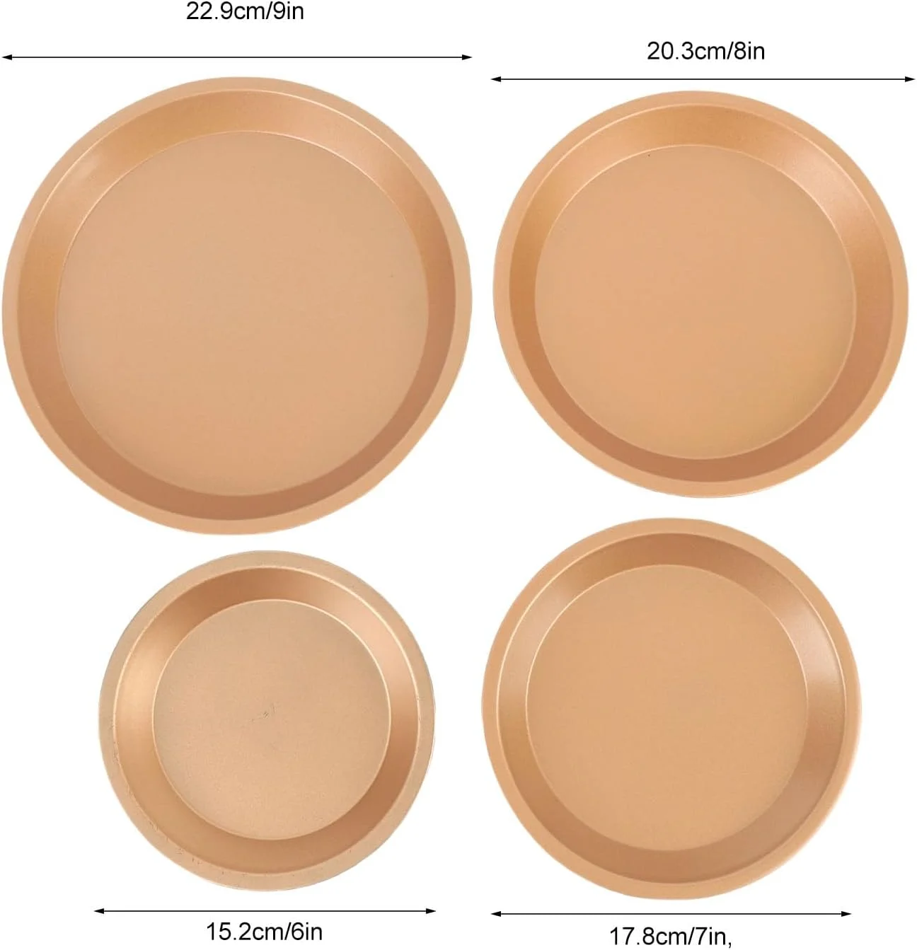 ست 4 عددی تابه پیتزا فولادی کربنی 6، 7، 8 و 9 اینچی، سینی حرارت دهی یکنواخت برای پخت و پز، کباب کردن با فر، ایده آل برای آشپزخانه های خانگی