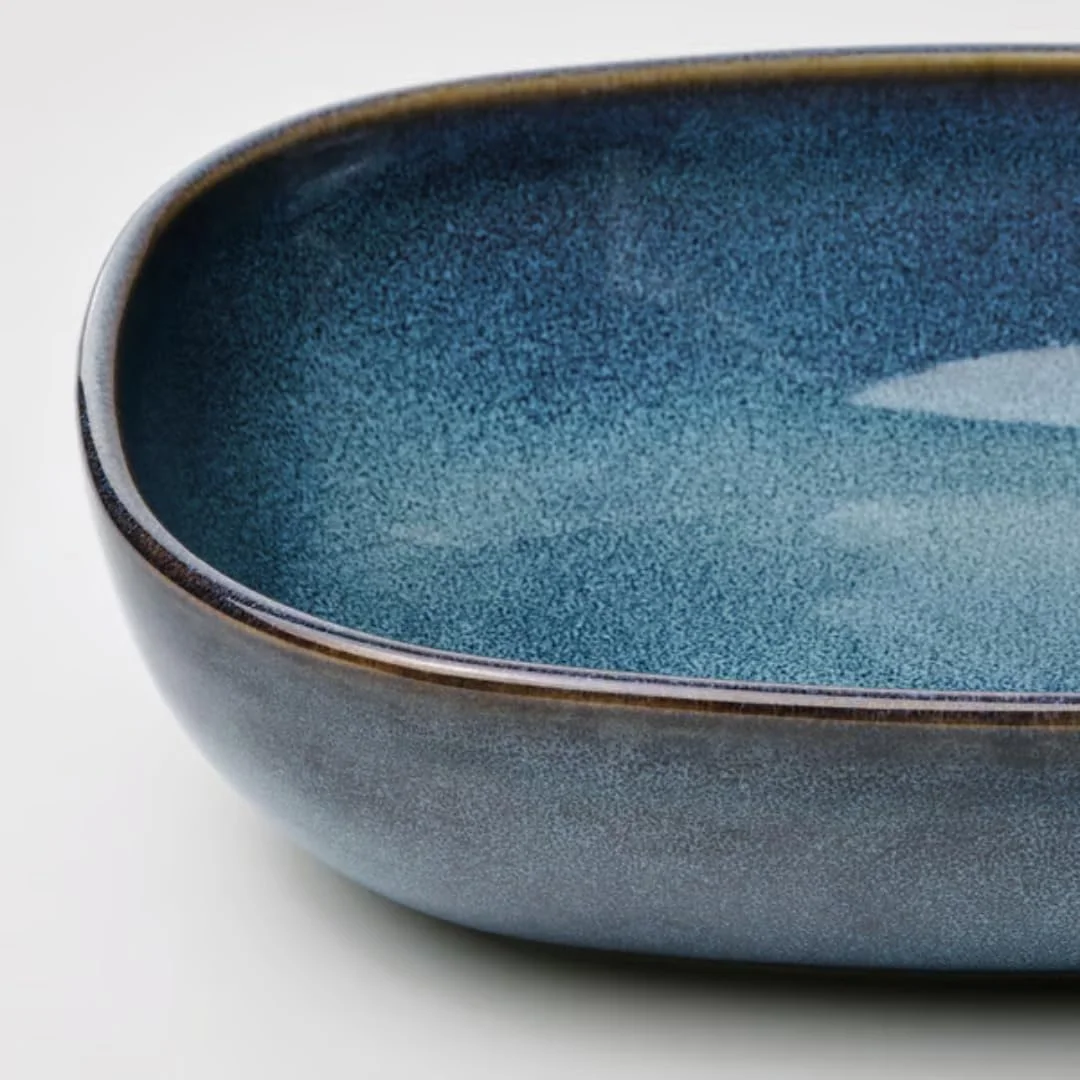 ظرف فر، ست 2 عددی، آبی، ظروف فر برای پخت و پز، کیک و کباب کردن، ظروف پخت سوفله، 31x23x7 سانتی متر و 23x18x5 سانتی متر