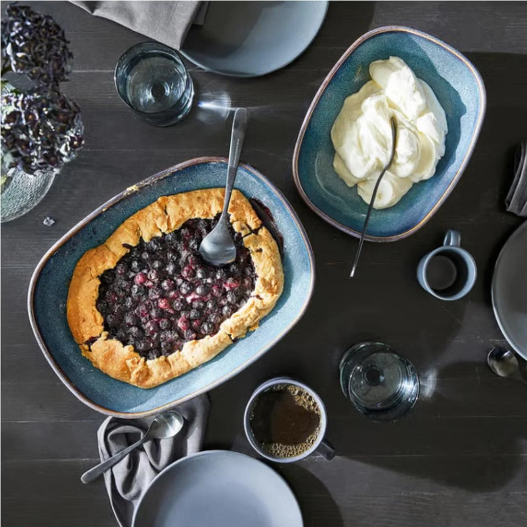 ظرف فر، ست 2 عددی، آبی، ظروف فر برای پخت و پز، کیک و کباب کردن، ظروف پخت سوفله، 31x23x7 سانتی متر و 23x18x5 سانتی متر