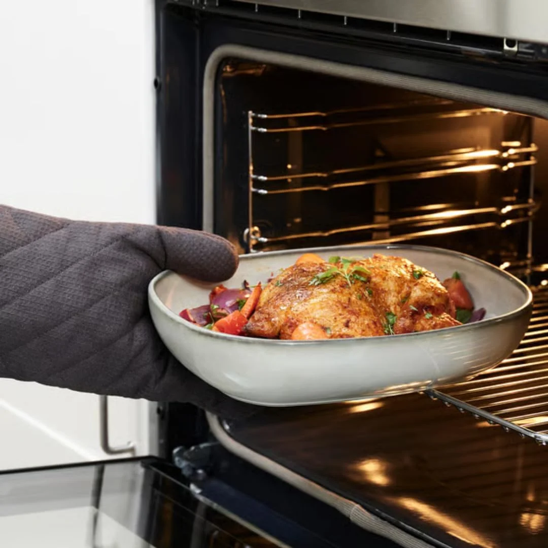 ظرف فر، ست 2 عددی، خاکستری، ظروف فر برای پخت و پز، کیک و کباب کردن، ظروف پخت سوفله، 31x23x7 سانتی متر و 23x18x5 سانتی متر