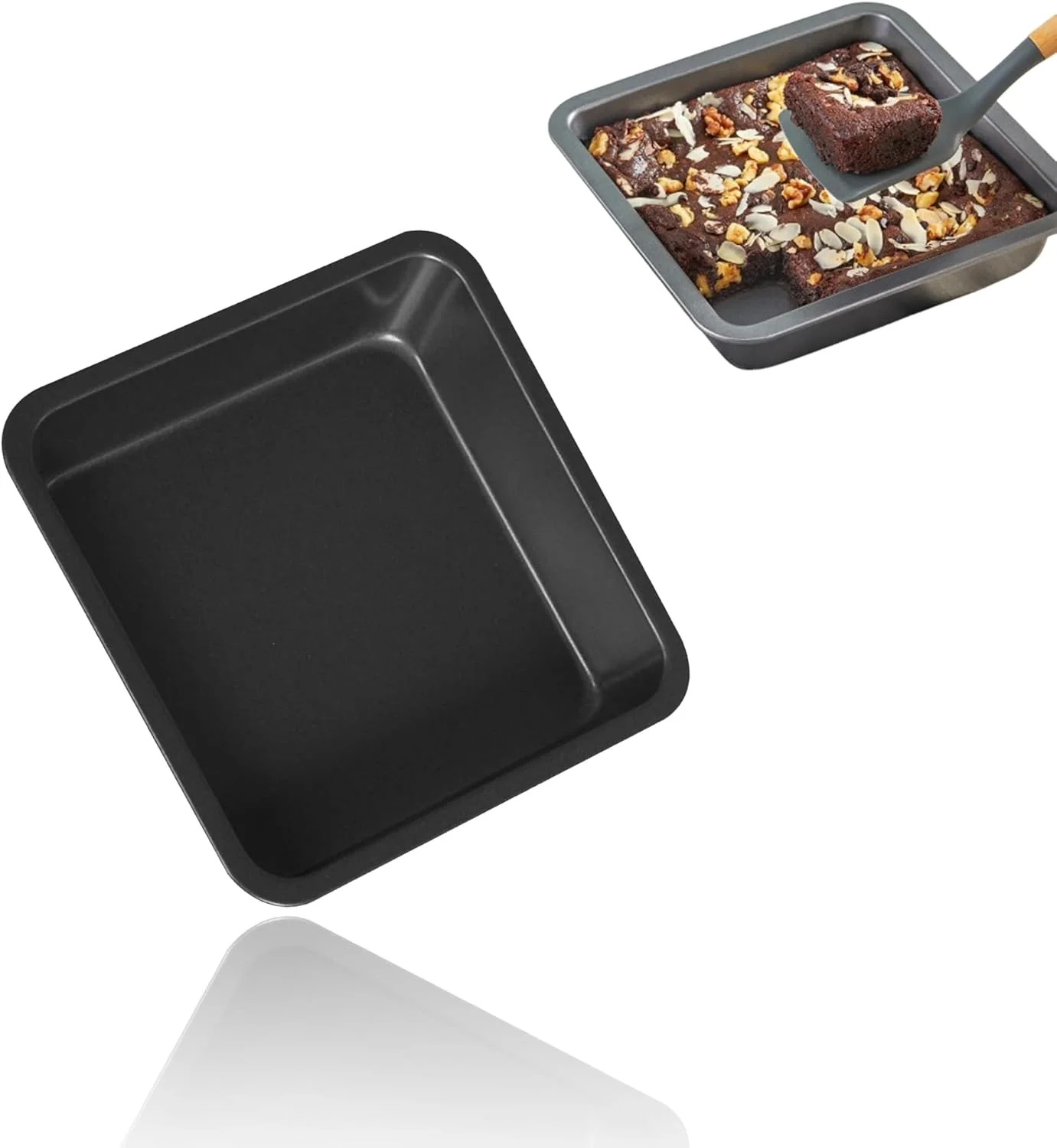 قالب کیک مربعی Duomama - دستگیره های پهن - ساختار فلزی بادوام برای پخت یکنواخت - لوازم ضروری آشپزخانه، مشکی