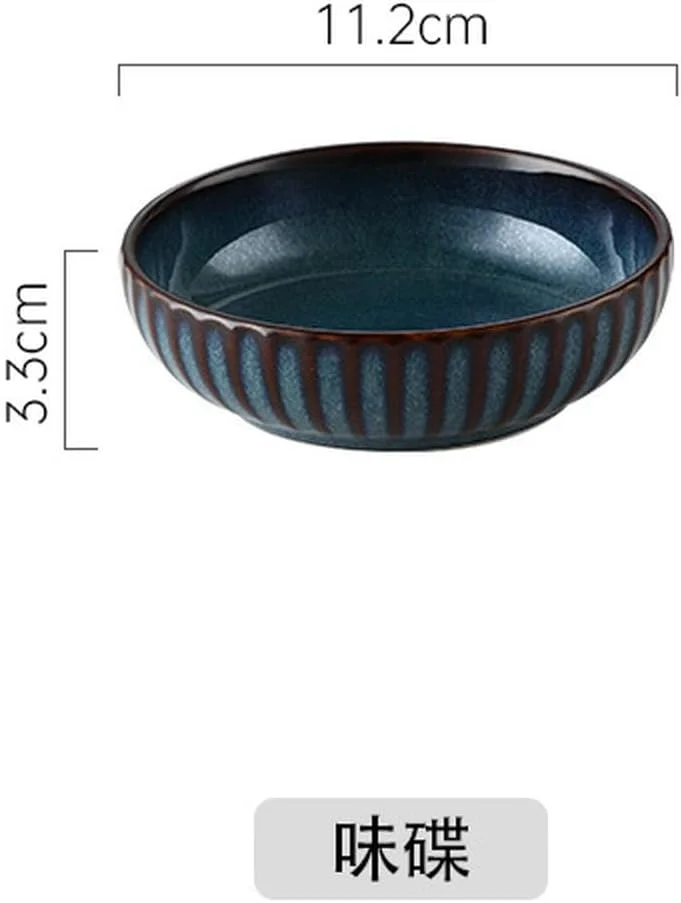 ظرف کم عمق سرامیکی ساده و نفیس به سبک ژاپنی، مقاوم در برابر حرارت بالا، ظرف طعم آبی کوره ظرف کم عمق سرامیکی ساده و نفیس به سبک ژاپنی، مقاوم در برابر حرارت بالا، ظرف طعم آبی کوره