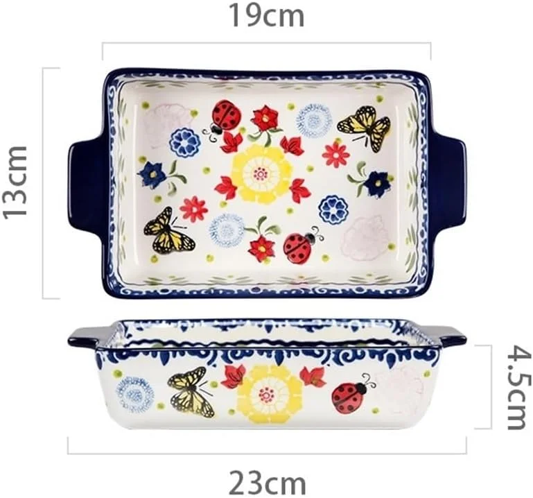 ظرف پخت سرامیکی مستطیلی دو گوش مناسب فر، مایکروویو، گریل، پنیر و برنج پخته ظرف پخت سرامیکی مستطیلی دو گوش مناسب فر، مایکروویو، گریل، پنیر و برنج پخته