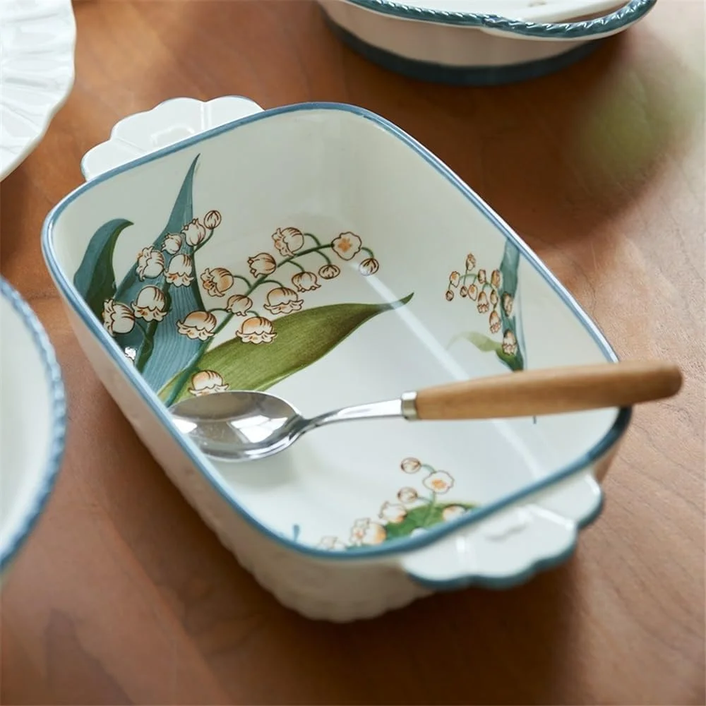 ظرف پخت سرامیکی آشپزخانه، سینی پخت چند منظوره با دو دسته، لوازم پخت خانگی، ظروف، فر پخت، برنج، قابل استفاده در مایکروویو ظرف پخت سرامیکی آشپزخانه، سینی پخت چند منظوره با دو دسته، لوازم پخت خانگی، ظروف، فر پخت، برنج، قابل استفاده در مایکروویو