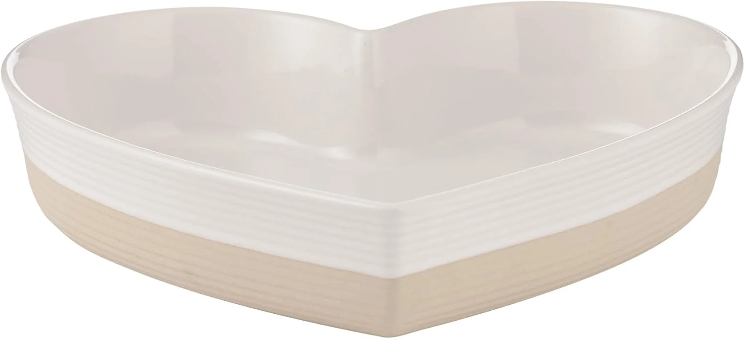 ظرف پخت قلب شکل روستیک چارم میسون کش، 1.5 لیتری، ساخته شده از سنگ چینی، با طرح قلب برجسته، بادوام و شیک برای پخت، پز و سرو