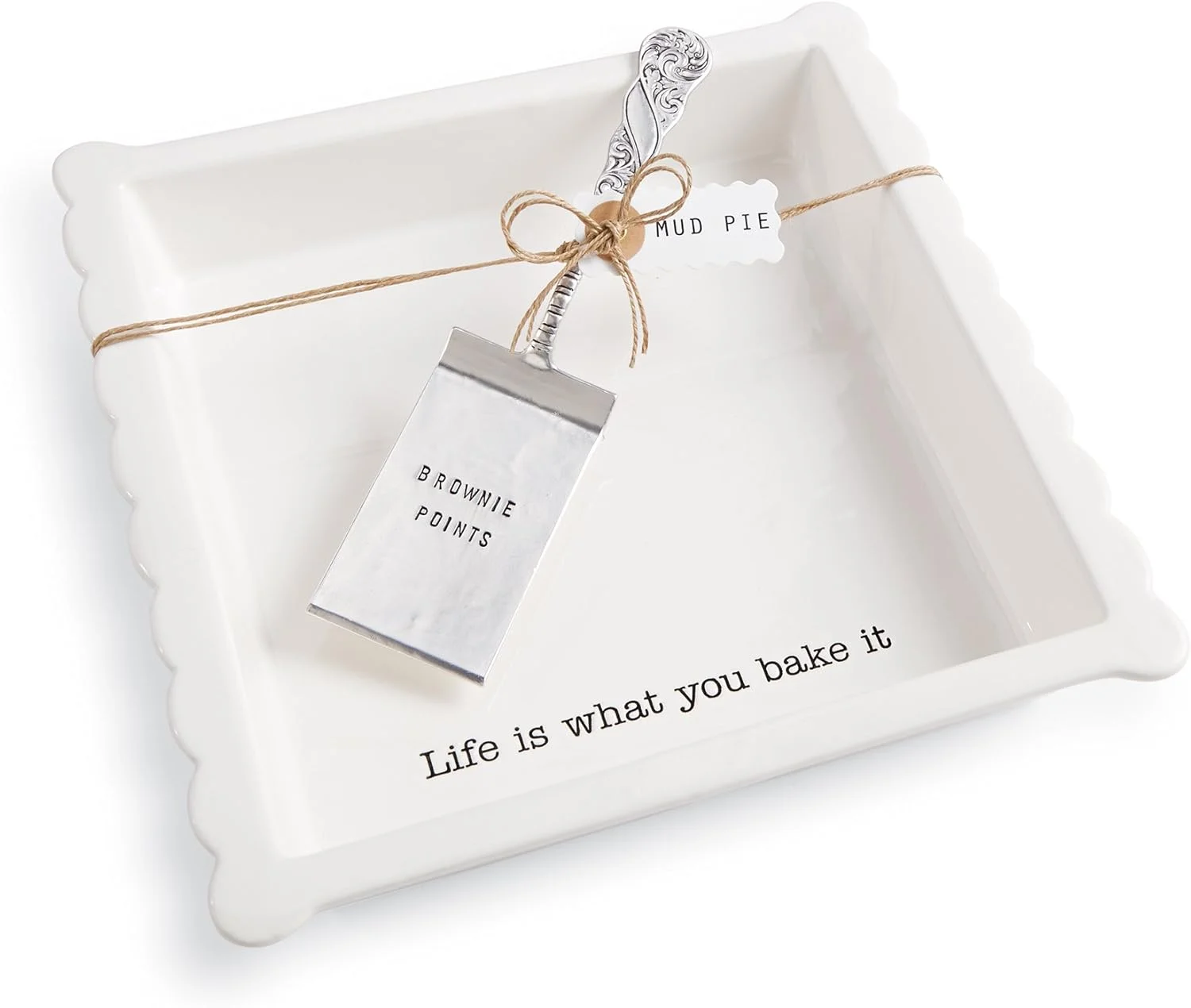 ست ظرف سرامیکی براونی ماد پای، 8.5 سانتی متر ارتفاع X 34 سانتی متر طول X 33.3 سانتی متر عرض، سفید