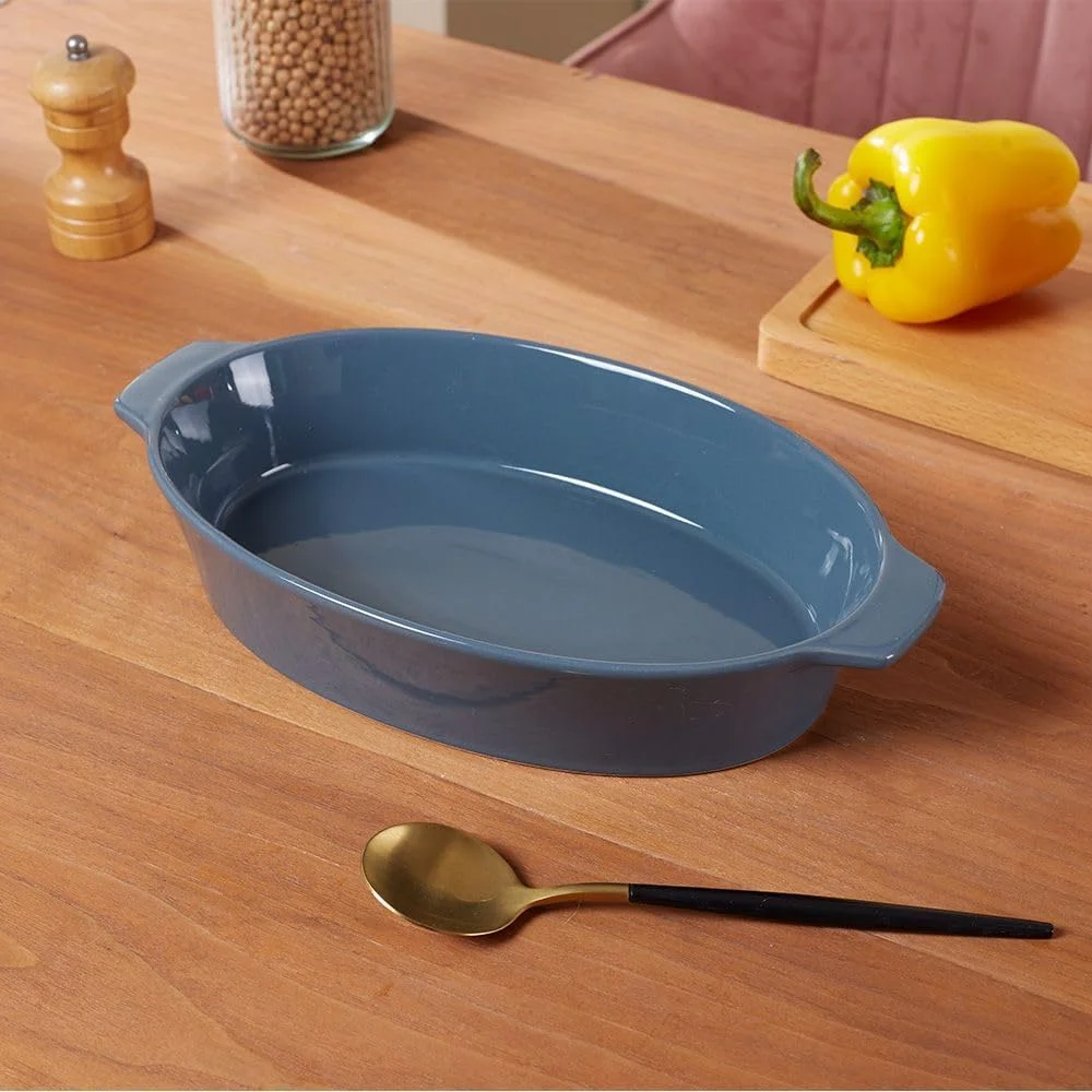 ست ظروف بیضی شکل سرامیکی 3 تکه Chef's Delight، ظروف پخت بادوام و مناسب فر برای لازانیا، کباب کردن، گراتن و سرو، طراحی زیبا برای آشپزخانه های مدرن