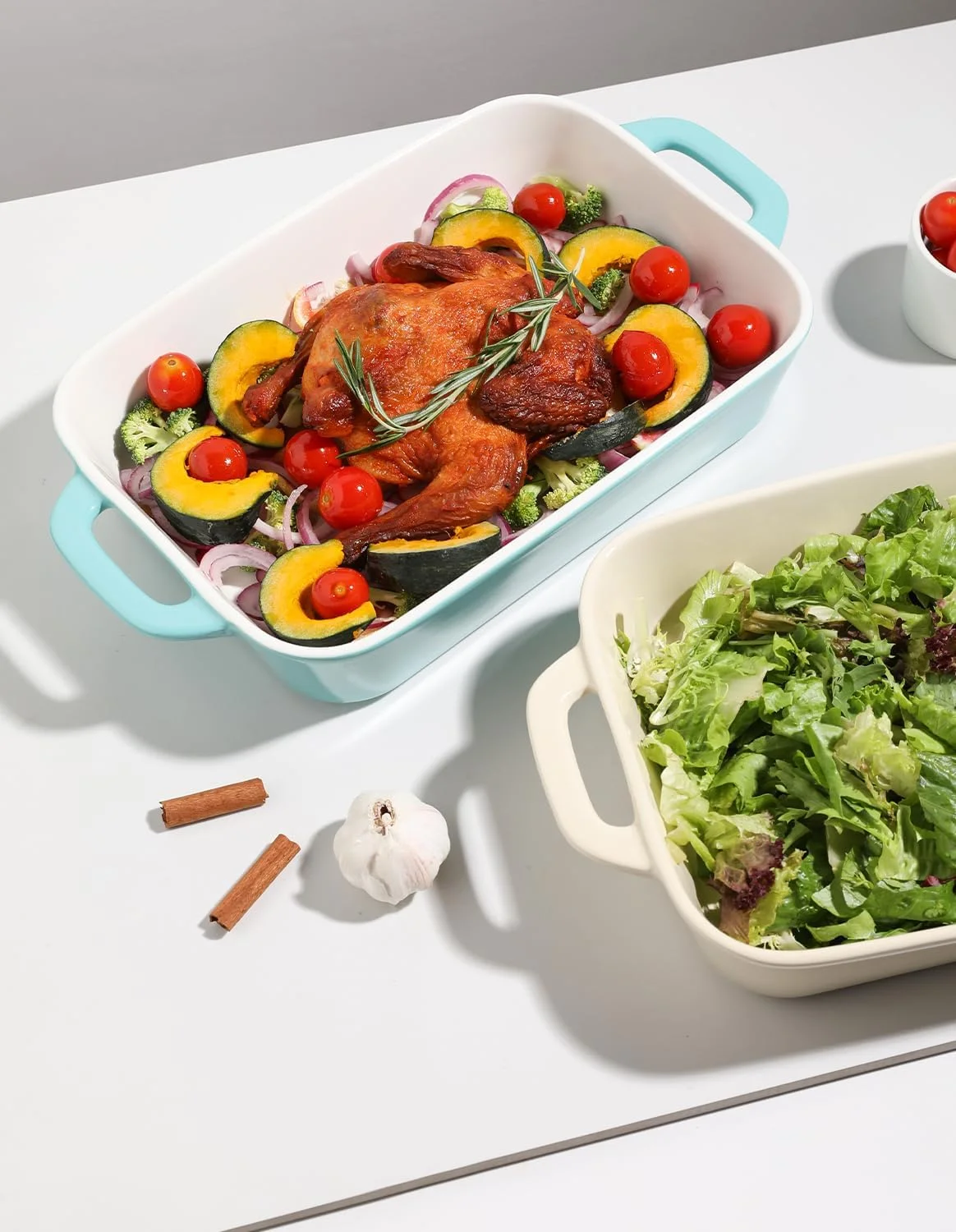 ست ظروف سرامیکی Sweejar، ظرف پخت مستطیلی 9x13 اینچی برای پخت و پز، آشپزخانه، کیک، شام، ضیافت و استفاده روزانه، ظروف سوفله فر، تابه های پخت چینی (فیروزه ای)