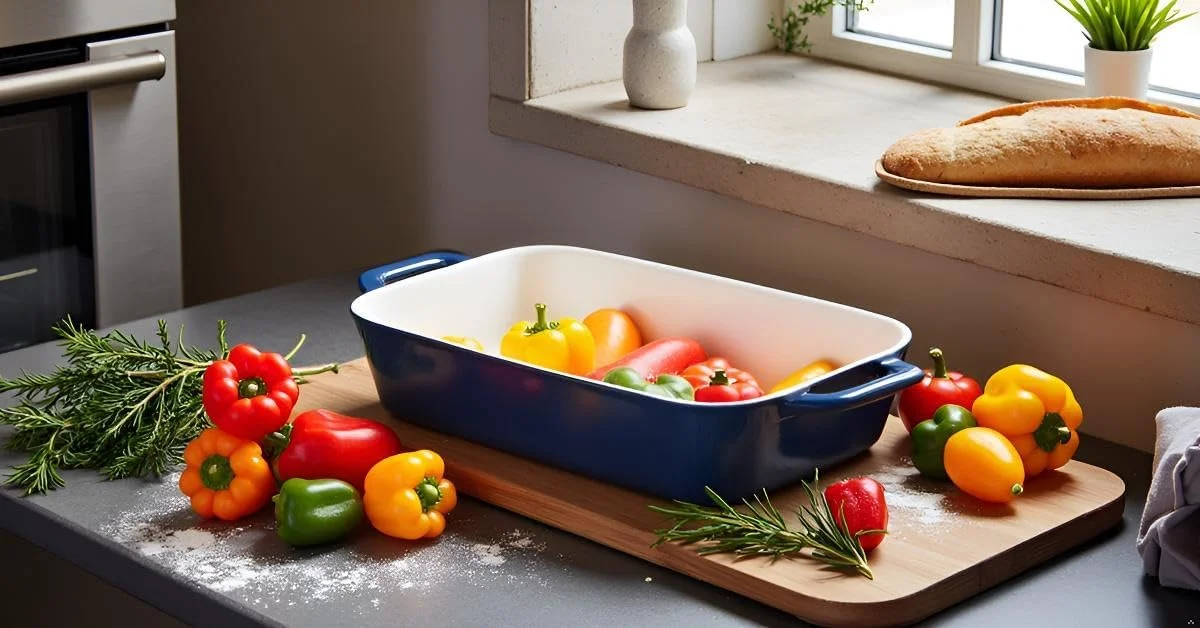 ست ظروف سرامیکی Sweejar، ظرف پخت مستطیلی 9x13 اینچی برای پخت و پز، آشپزخانه، کیک، شام، ضیافت و استفاده روزانه، ظروف سوفله فر، تابه های پخت چینی (فیروزه ای)