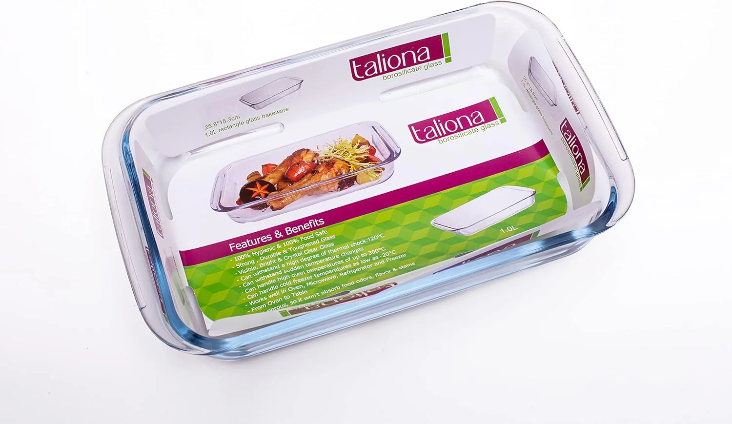ظرف پخت مستطیلی شیشه ای تالیونا - 1 لیتر، شفاف، شیشه بوروسیلیکات، Tl2213507