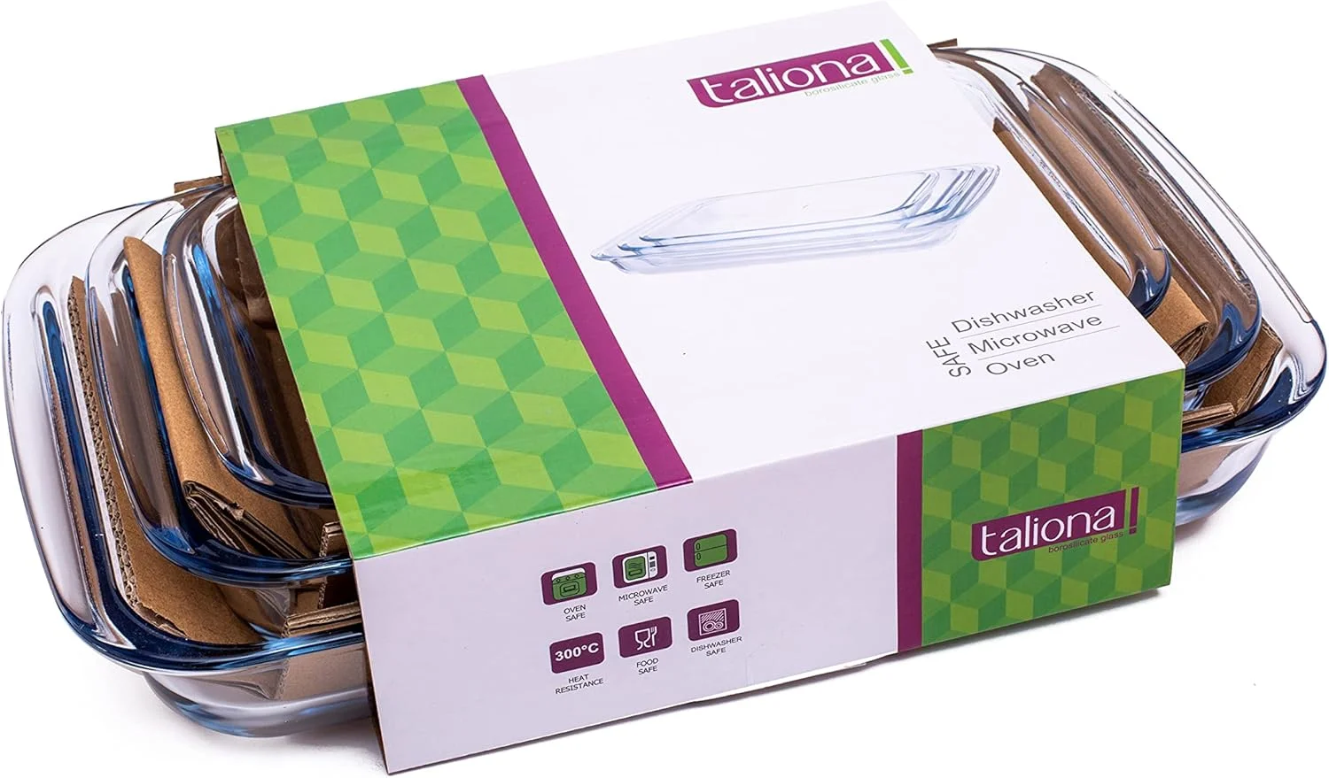 ست ظروف پیرکس مستطیلی 3 تکه تالیونا - 1.6، 2.2 و 3 لیتری، شفاف، شیشه بوروسیلیکات، TL2213523