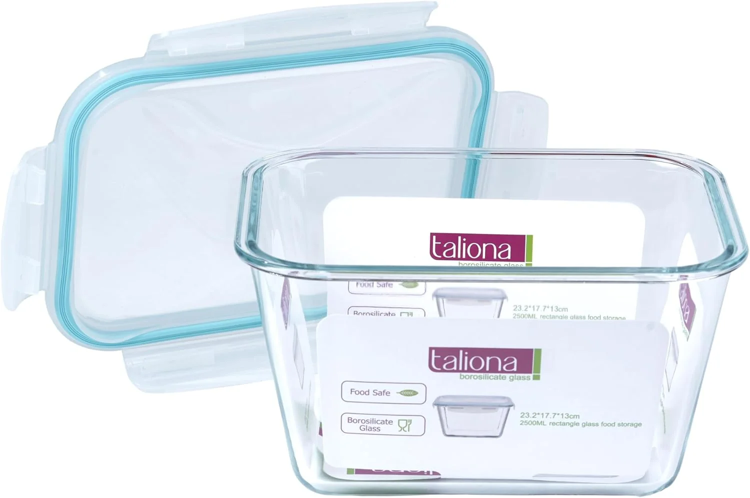 ظرف مستطیلی پیرکس تالیونا به همراه درب، ظرفیت 2500 میلی لیتر