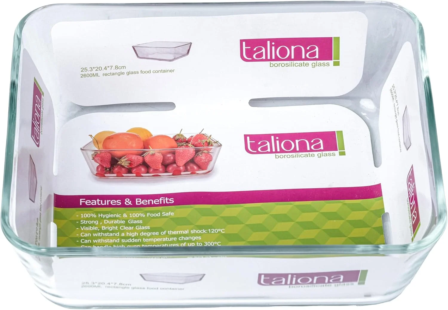 ظرف مستطیلی پیرکس تالیونا، با ظرفیت 2.6 لیتر