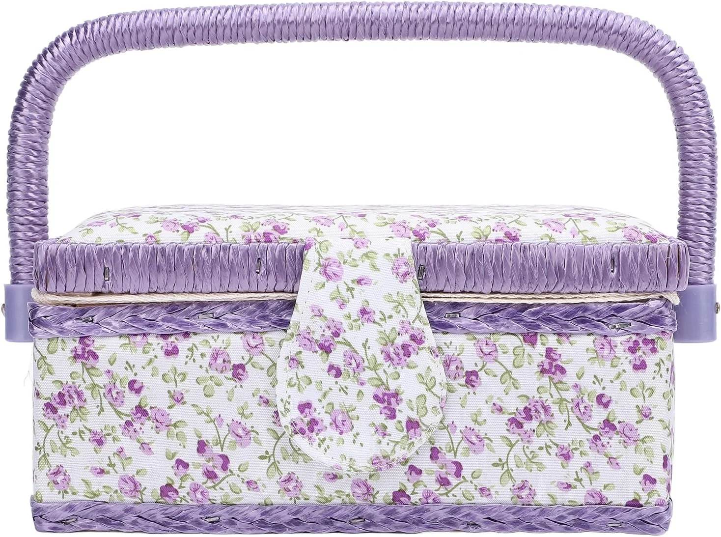 سبد لوازم خیاطی gernie، سازمان دهنده قابل حمل لوازم خیاطی با دسته گردان، نگهدارنده کیت خیاطی پارچه ای دو لایه برای نخ، قیچی، دکمه، سوزن، قرقره - طرح گلدار سبد لوازم خیاطی gernie، سازمان دهنده قابل حمل لوازم خیاطی با دسته گردان، نگهدارنده کیت خیاطی پارچه ای دو لایه برای نخ، قیچی، دکمه، سوزن، قرقره - طرح گلدار