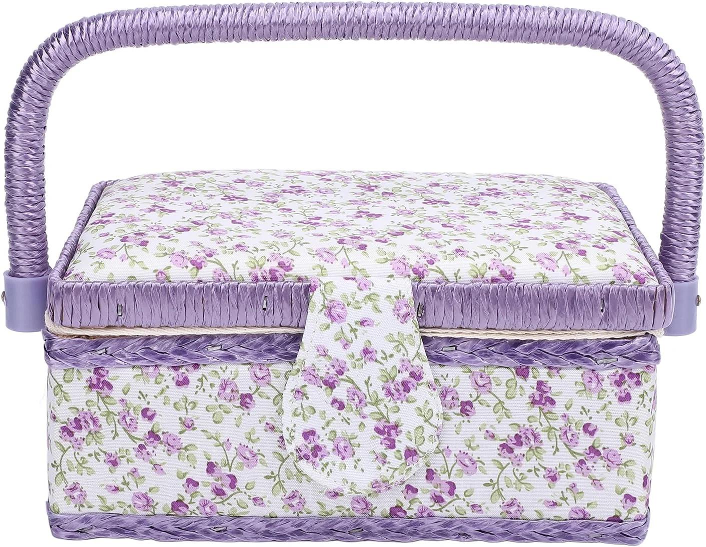 جعبه خیاطی gernie، جعبه سازمان دهنده خیاطی 19x13x9 سانتی متر با سینی جداشدنی، جعبه نگهداری لوازم خیاطی طرح قدیمی، جعبه نگهداری کیت خیاطی، جعبه سازمان دهنده لوازم کاردستی