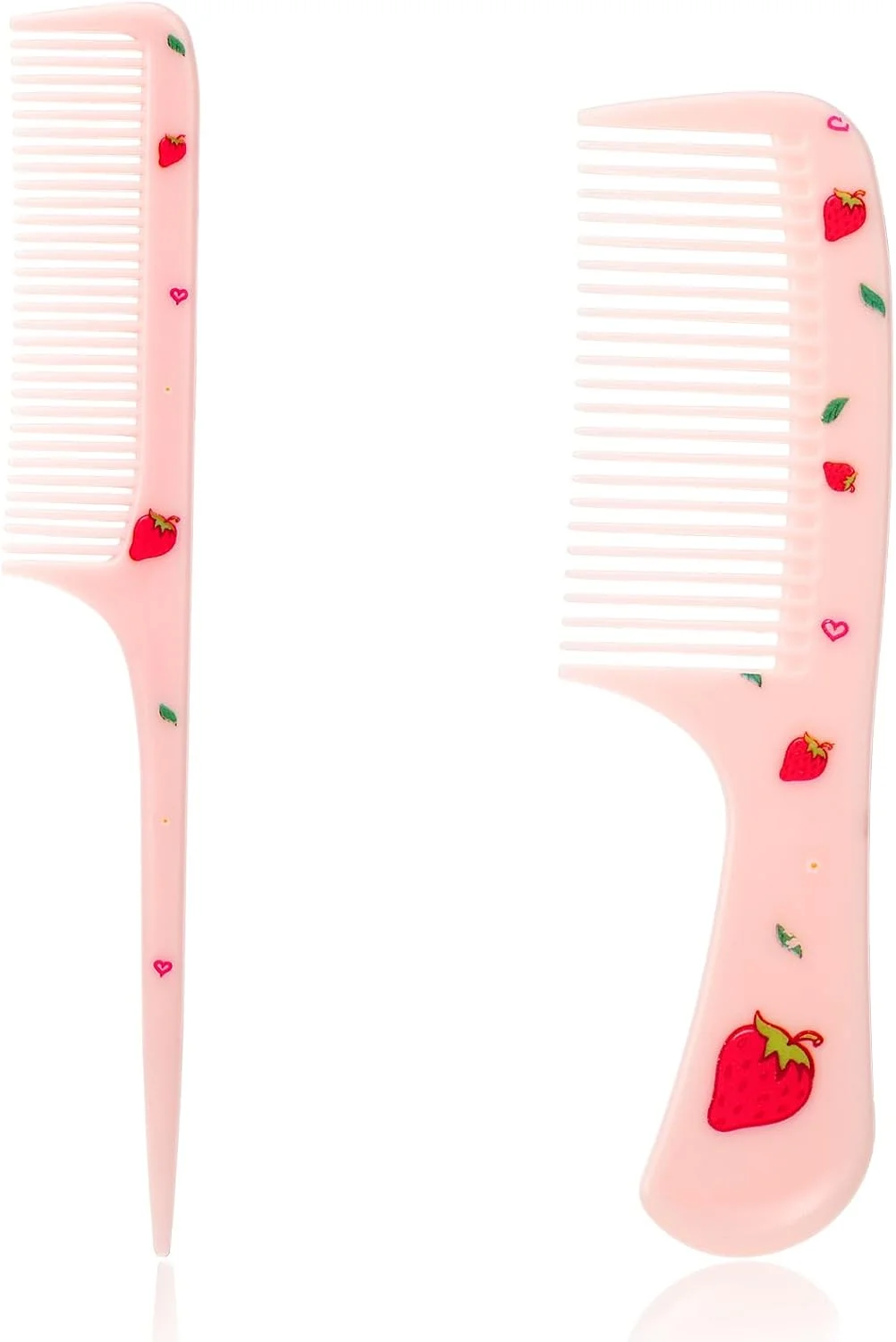 ست شانه مو فانتزی، 2 عدد شانه توت فرنگی صورتی برای کودکان، شانه دندانه ریز، شانه دم موشی برای زنان، شانه باز کننده گره مو برای انواع مو، موهای بلند کوتاه خیس خشک مجعد و صاف