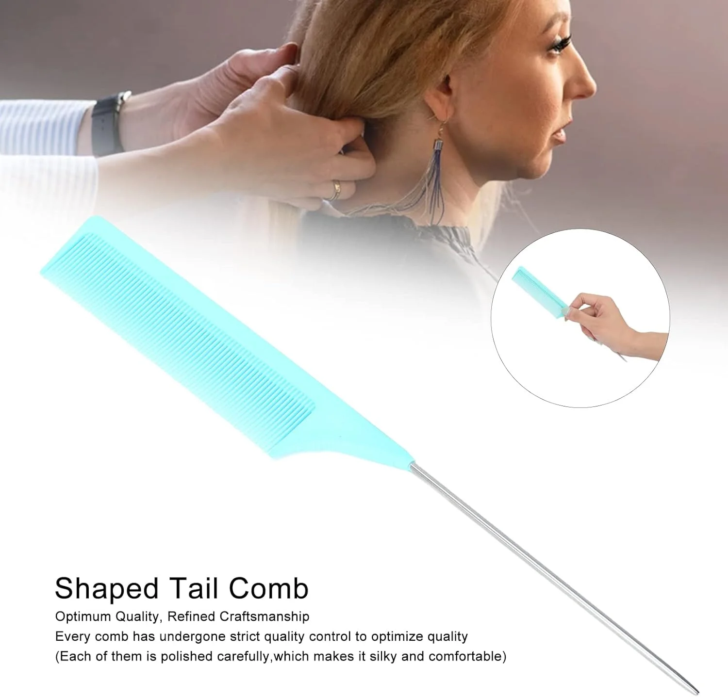 شانه مو فاباتر، شانه دم موشی فلزی ظریف آرایشگاهی مناسب برای آرایشگر مو (سبز)