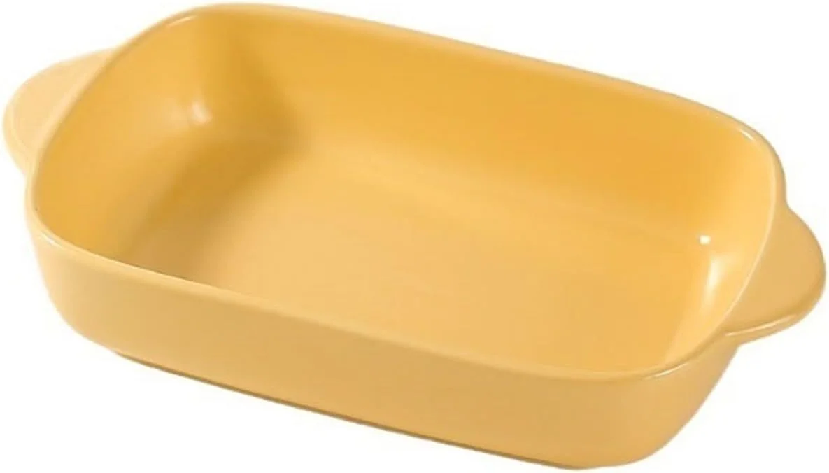 ظروف پخت huanglyc-232، بشقاب مستطیلی فر، بشقاب برنج پنیری، بشقاب غذاخوری، بشقاب سبزیجات، ظرف پخت دو گوش (زرد)