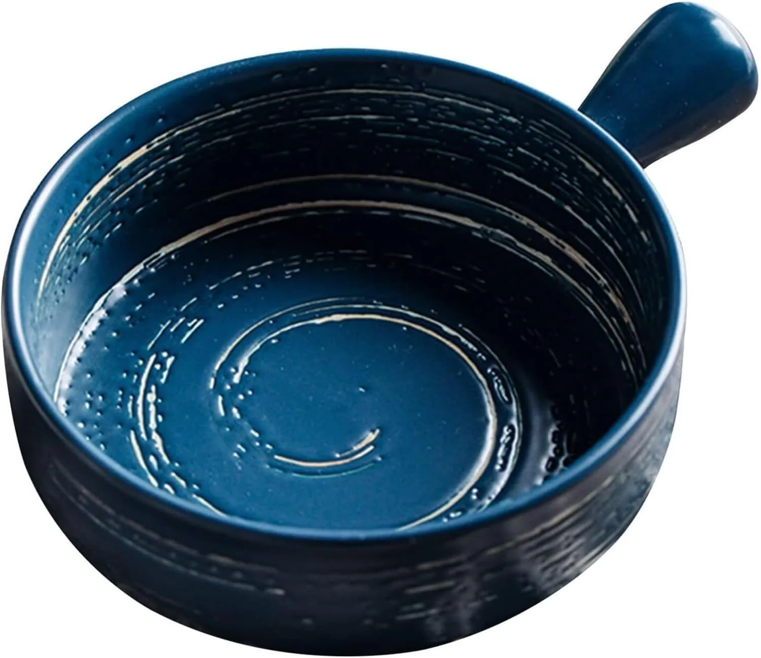 کاسه سوپ، سینی برشته‌کن میناکاری شده، ست سینی فر، کاسه سوپ سرامیکی چینی با دسته 600 میلی‌لیتر، ظرف پخت کوچک برای فر گرد سرامیکی، ظرف لازانیا سرامیکی (آبی)