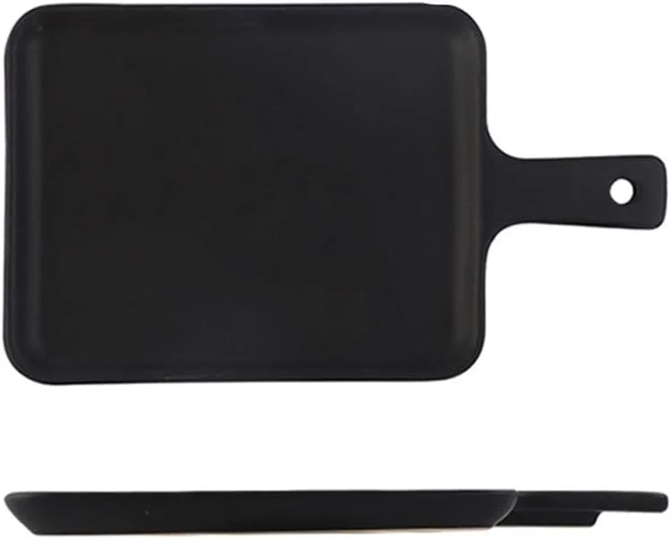 سینی فر سرامیکی نچسب، بشقاب دسته دار مات سرامیکی خلاقانه، بشقاب مستطیلی برای غذای غربی، لوازم پخت و پز، ظروف غذاخوری